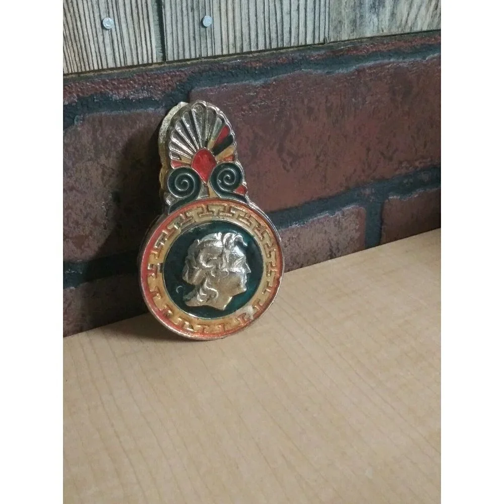 Cloisonne Paper Clip Vintage Enamel Alexander the Great Brass-tone Metal EUC